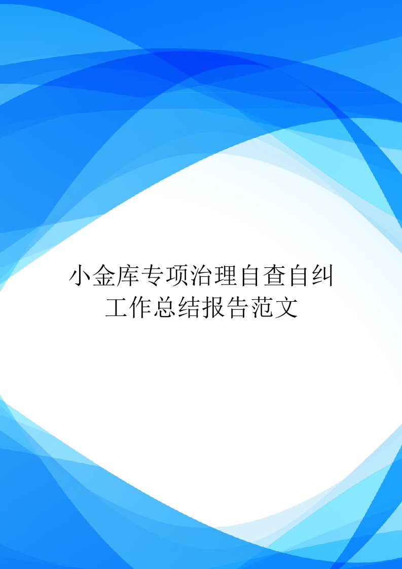 小金库专项治理自查自纠工作总结报告范文