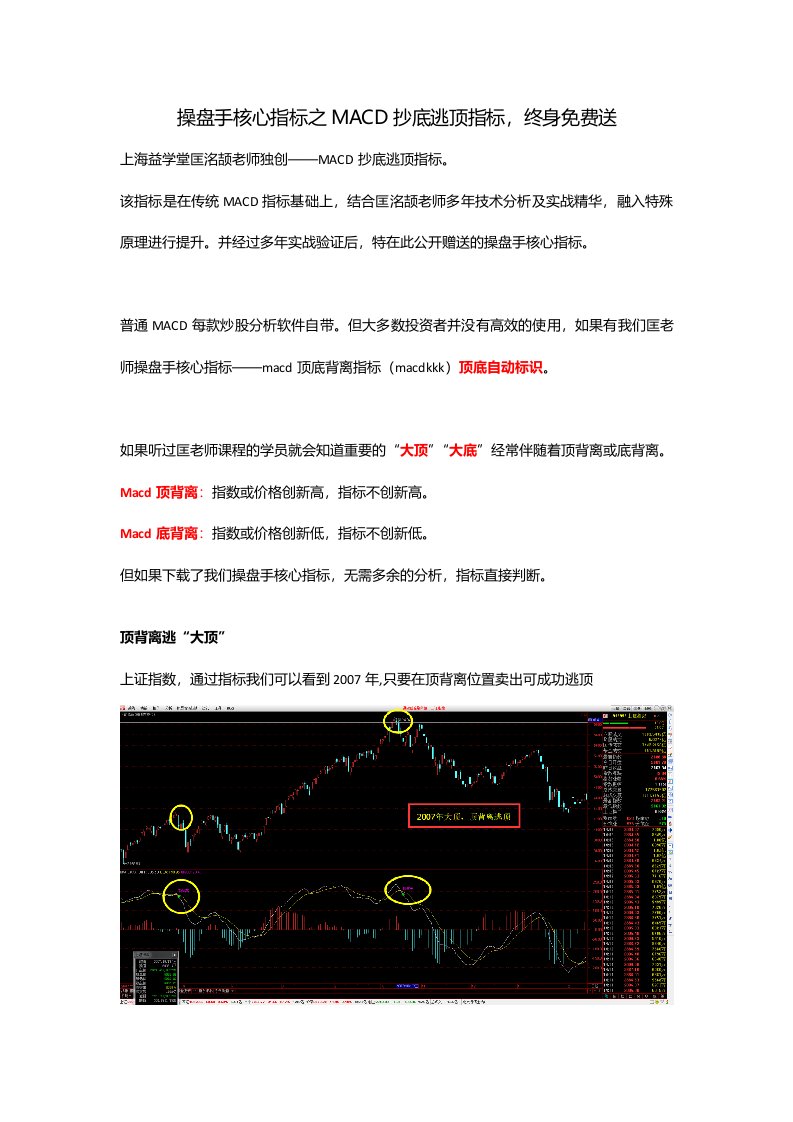 操盘手核心指标之MACD抄底逃顶指标介绍