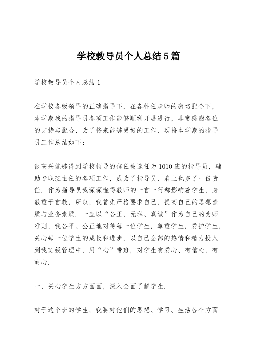 学校教导员个人总结5篇