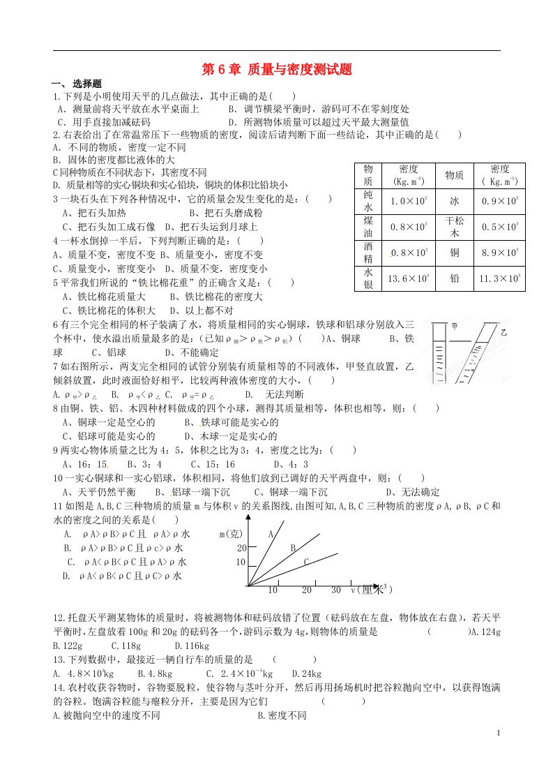 河北省藁城市尚西中学八级物理上册