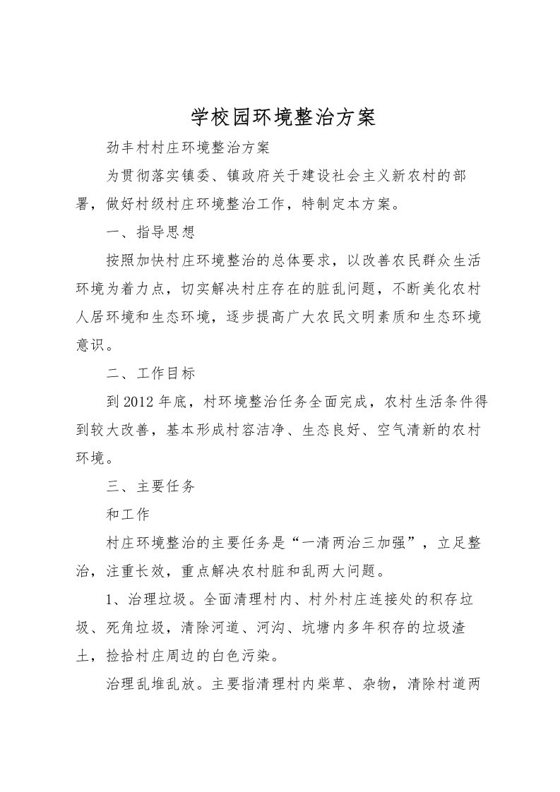 2022年学校园环境整治方案