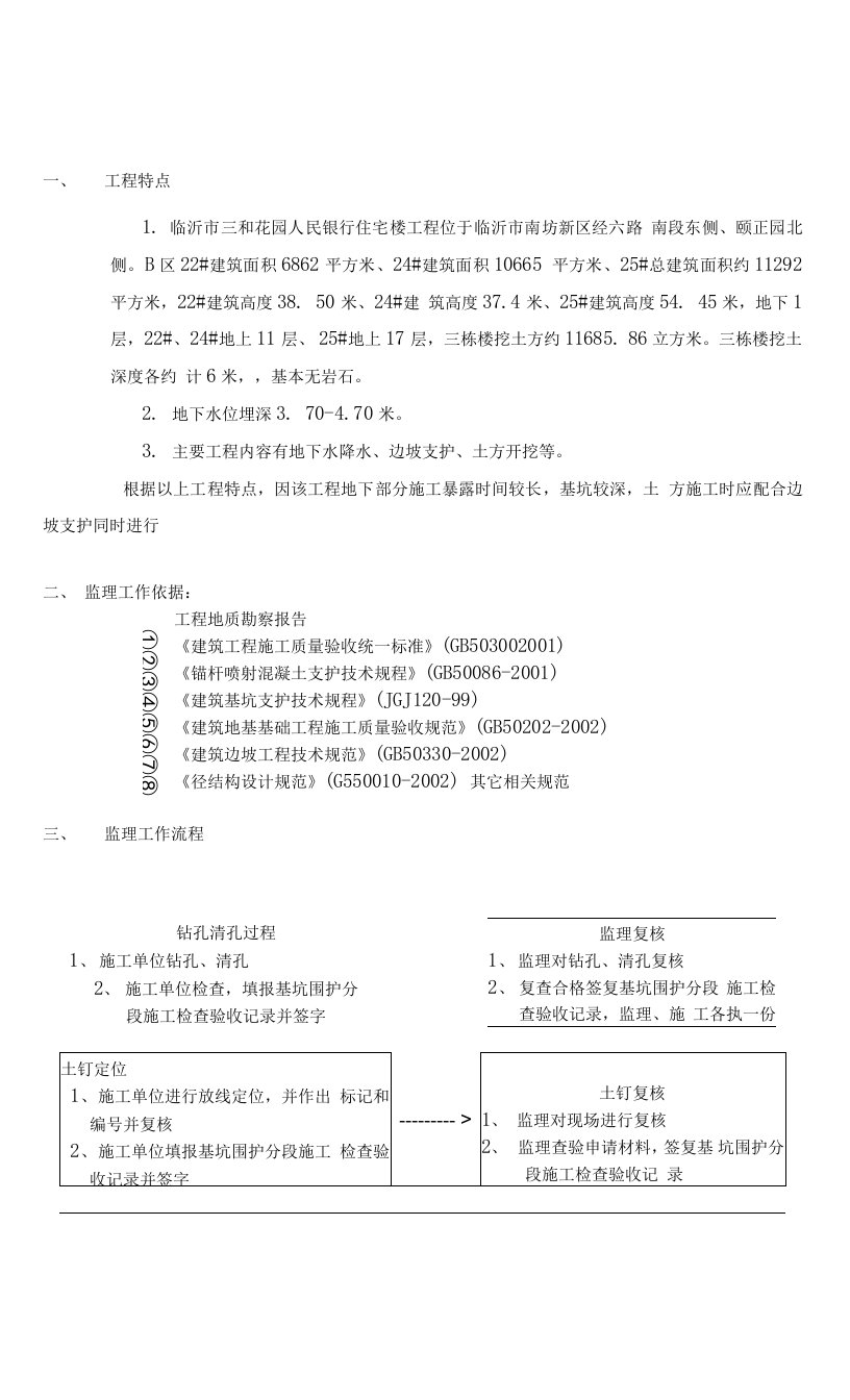 深基坑土钉支护施工监理细则