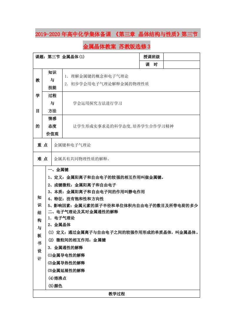 2019-2020年高中化学集体备课