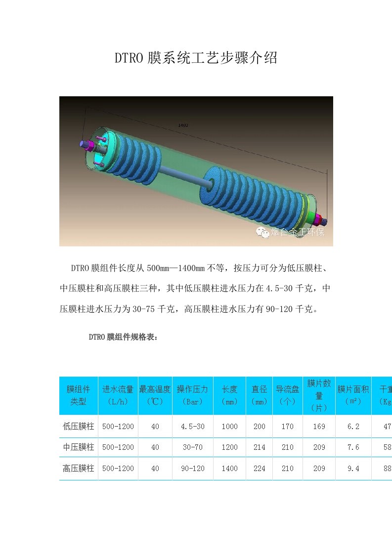 DTRO膜系统工艺流程介绍