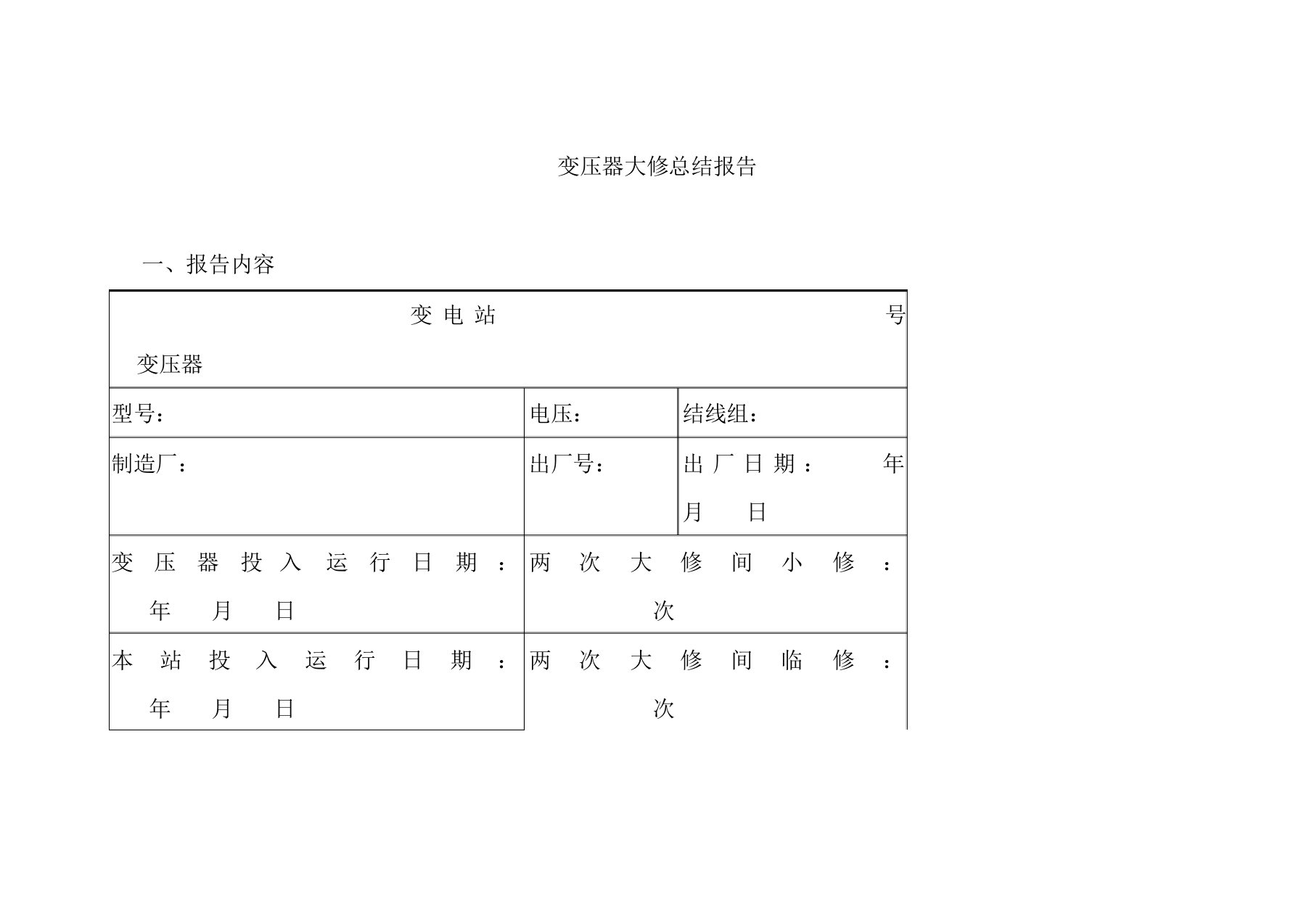 2022年变压器大修总结报告