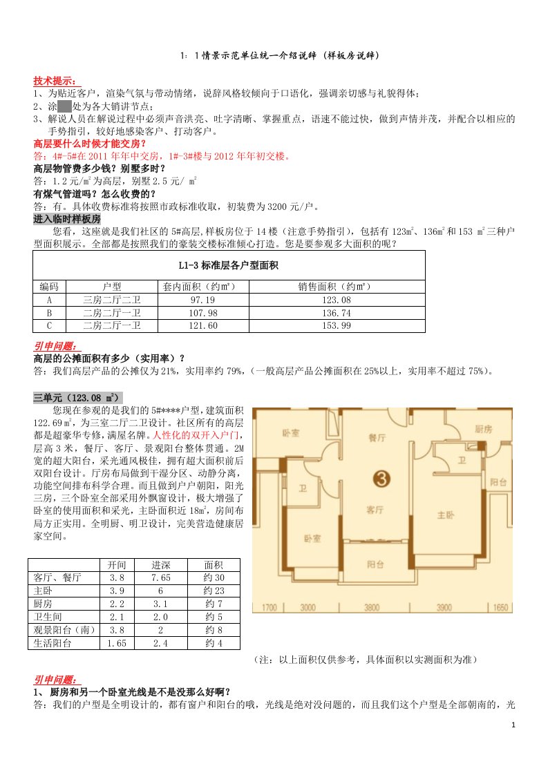 样板房说辞