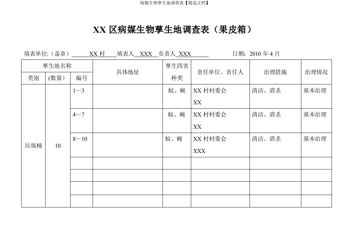 病媒生物孳生地调查表【精选文档】