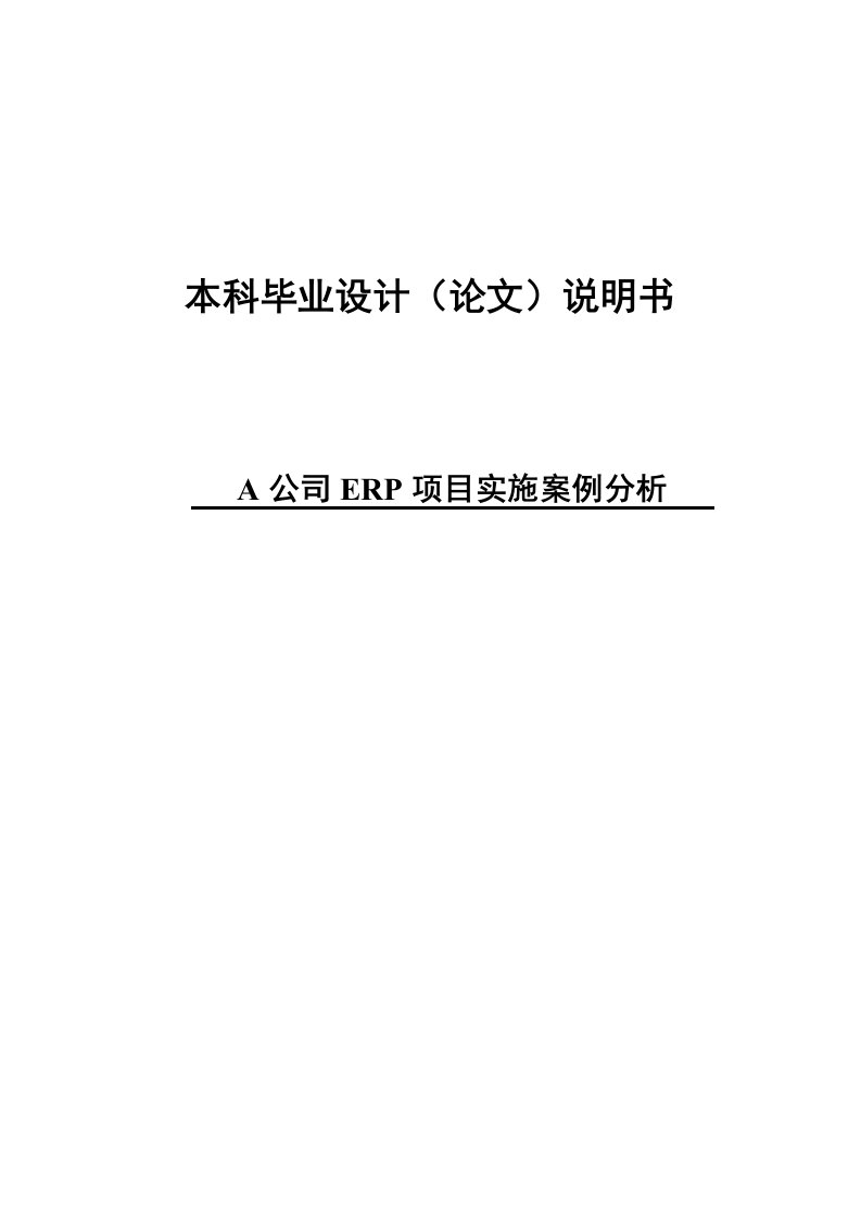 A公司ERP项目实施案例分析本科毕业设计论文