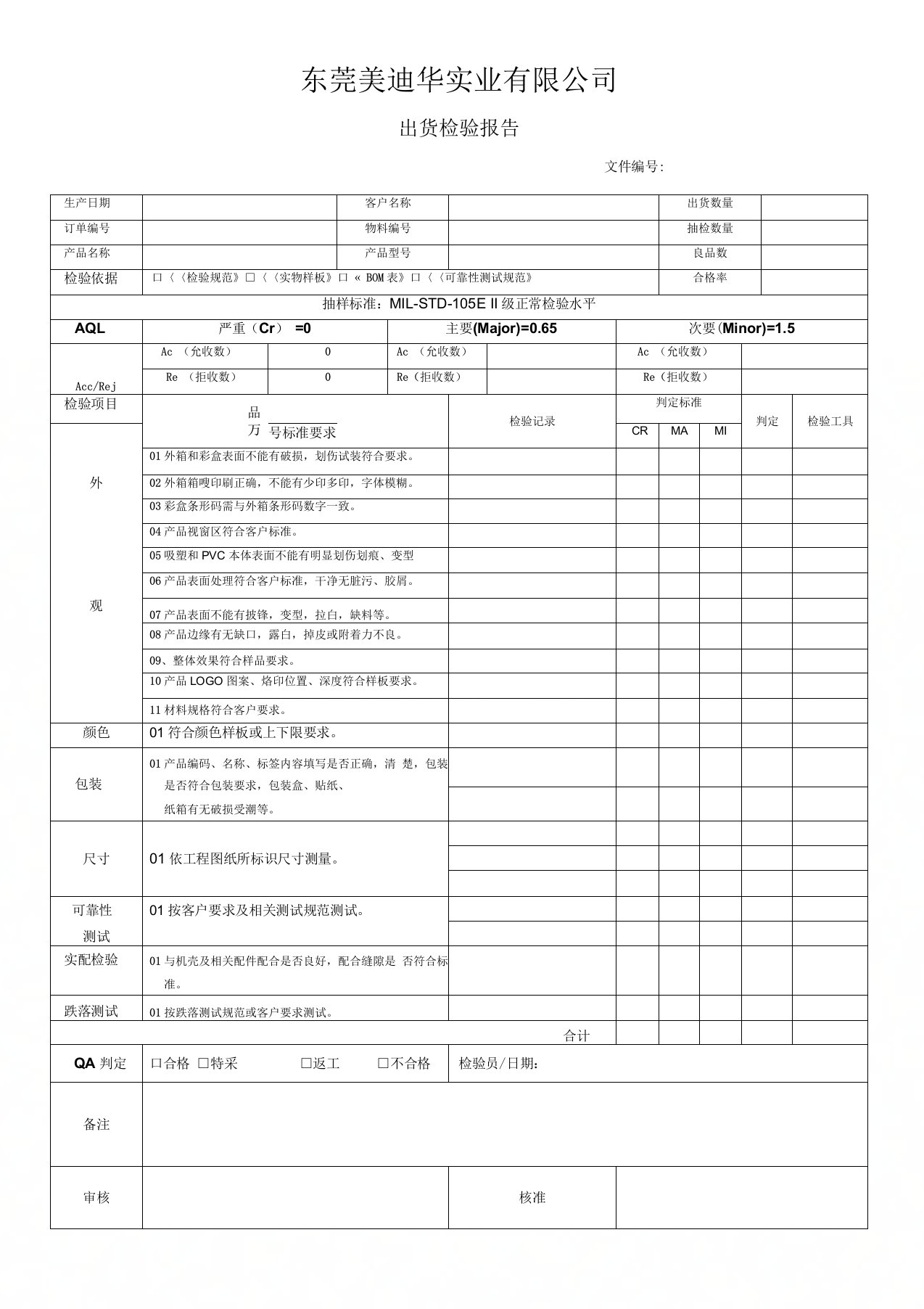 出货检验报告