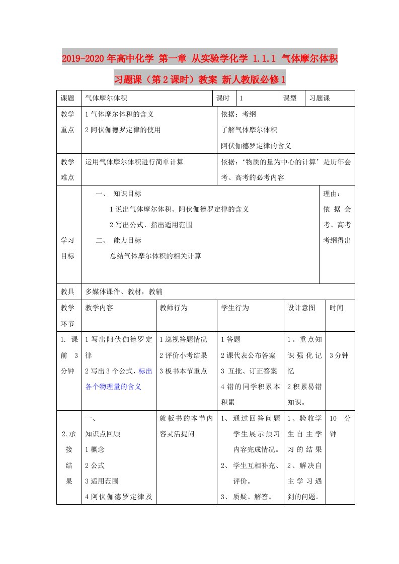 2019-2020年高中化学