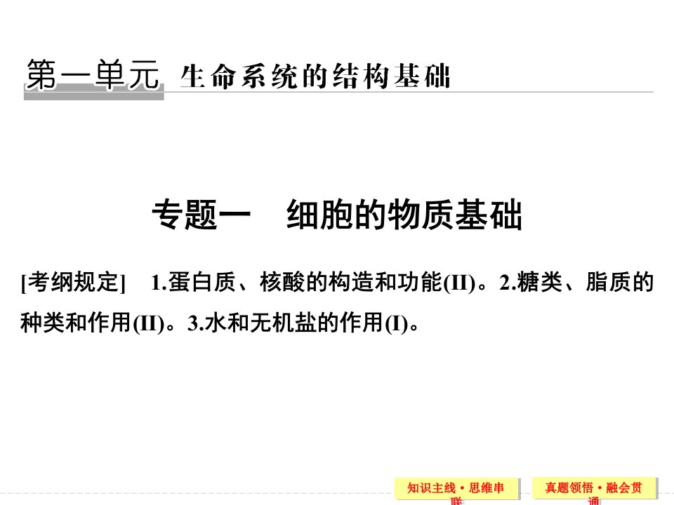 届高三生物二轮复习专题一细胞的物质基础市公开课一等奖市赛课获奖课件