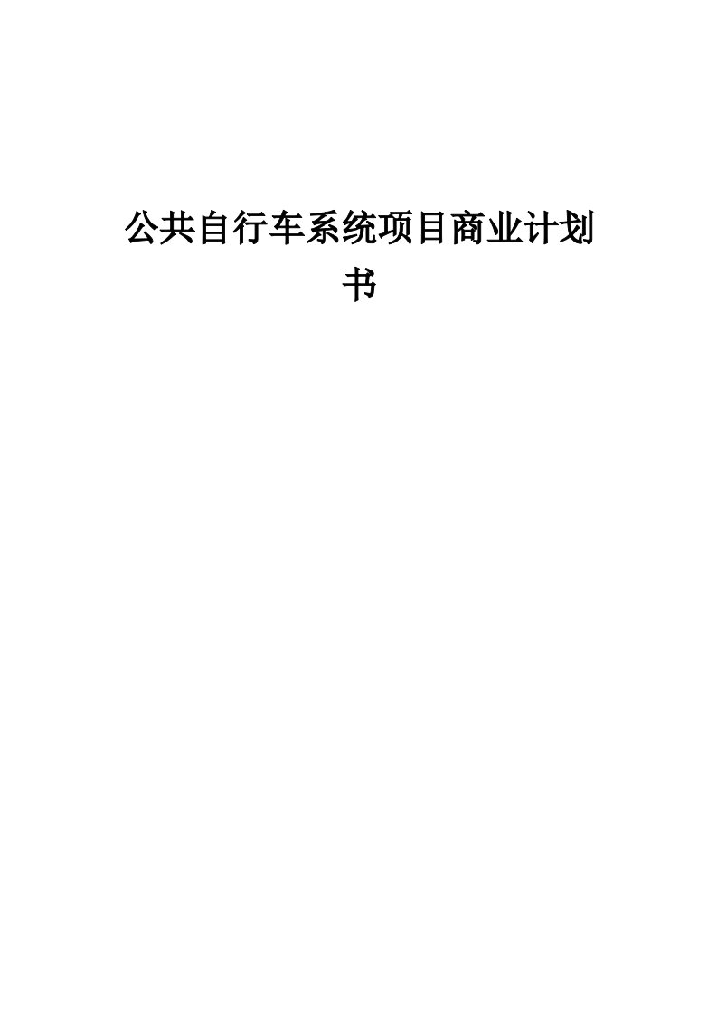 公共自行车系统项目商业计划书