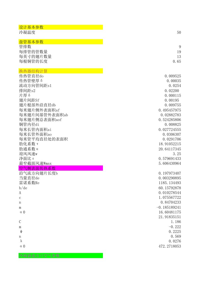 (XLS)翅片式换热器计算