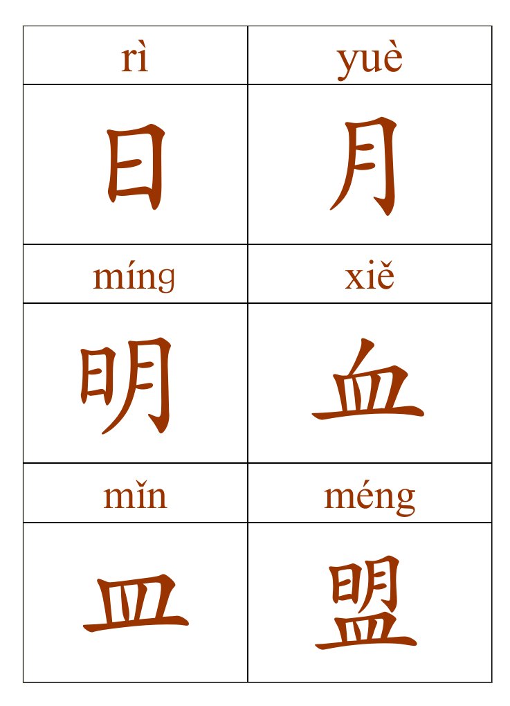 汉字宫字卡一