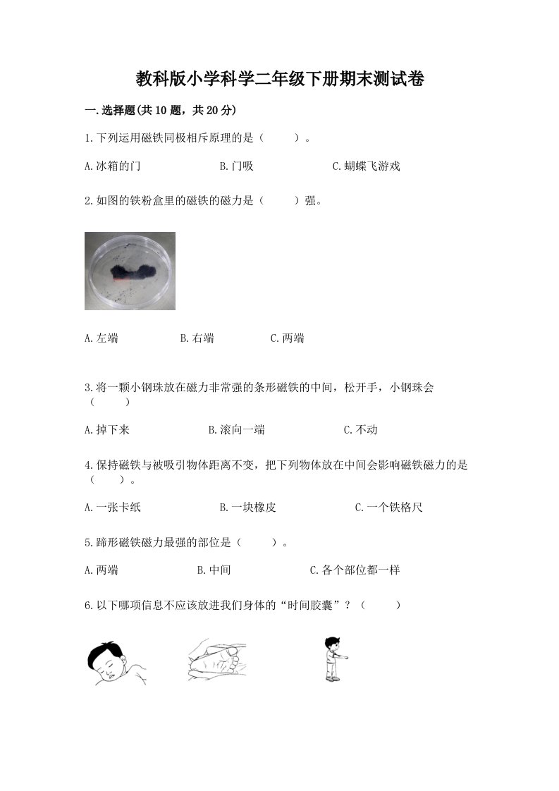 教科版小学科学二年级下册期末测试卷附答案（巩固）