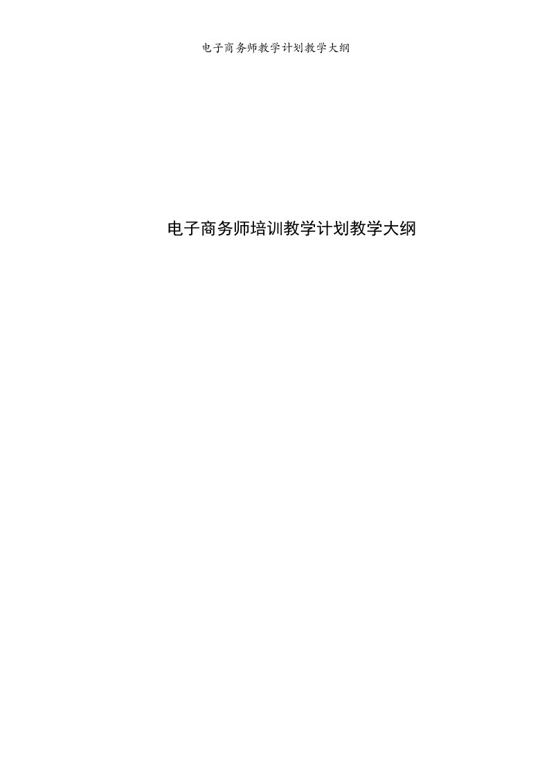 电子商务师教学计划教学大纲