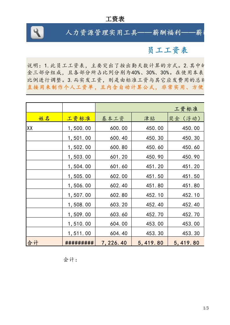 人事管理-42-【通用】员工工资表