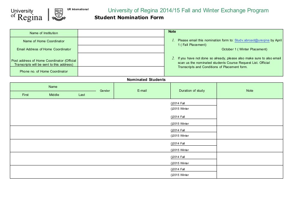 UniversityofRegina201415FallandWinterExchange