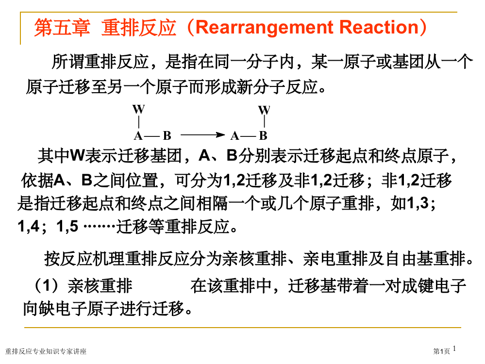 重排反应专业知识专家讲座