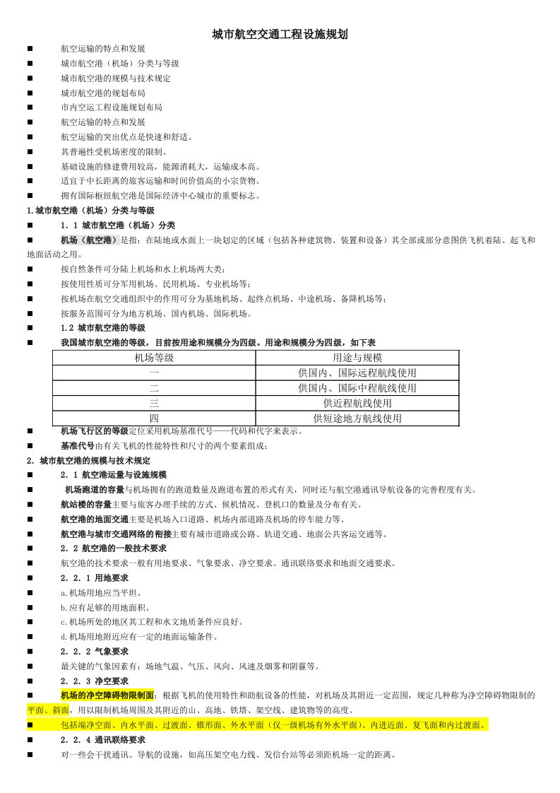 城市航空交通工程设施规划