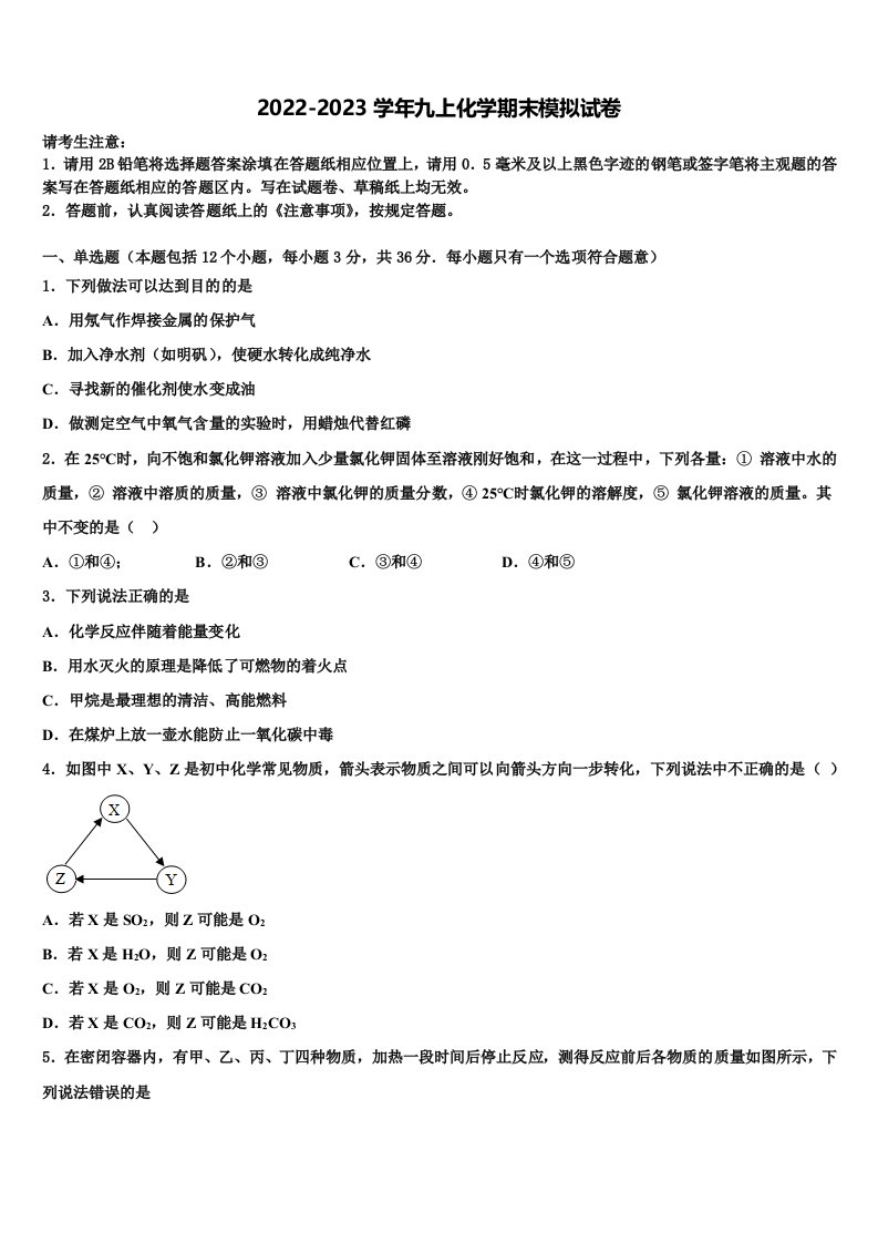 2023届期海南省五指山中学九年级化学第一学期期末经典试题含解析