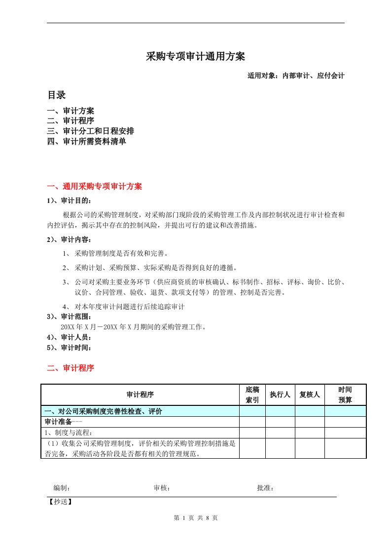 采购专项审计通用方案