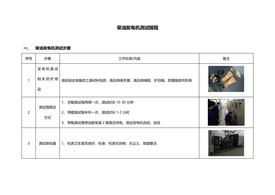 柴油发电机测试规程