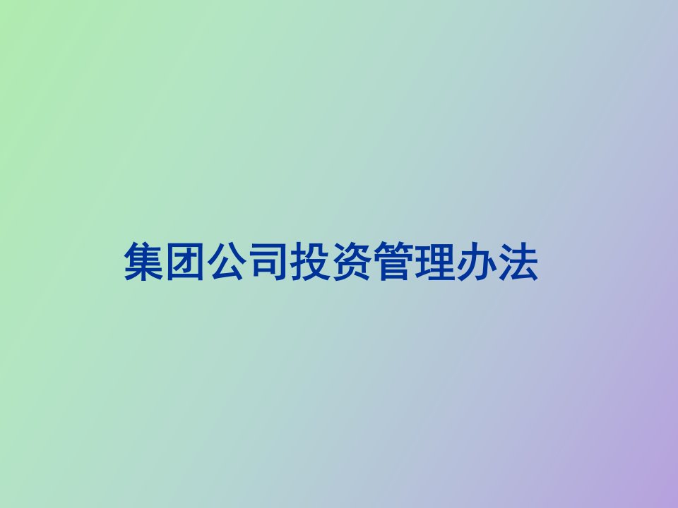 集团公司投资管理办法