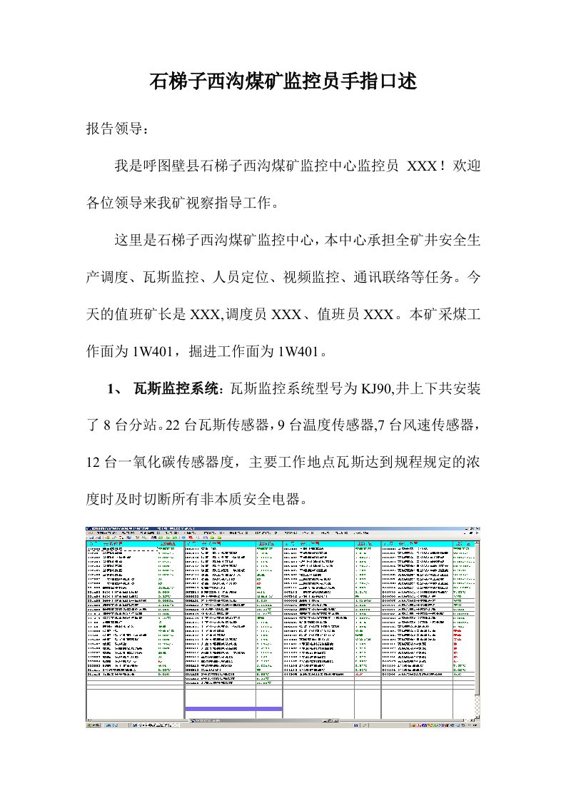 煤矿监控员手指口述_图文-word资料(精)
