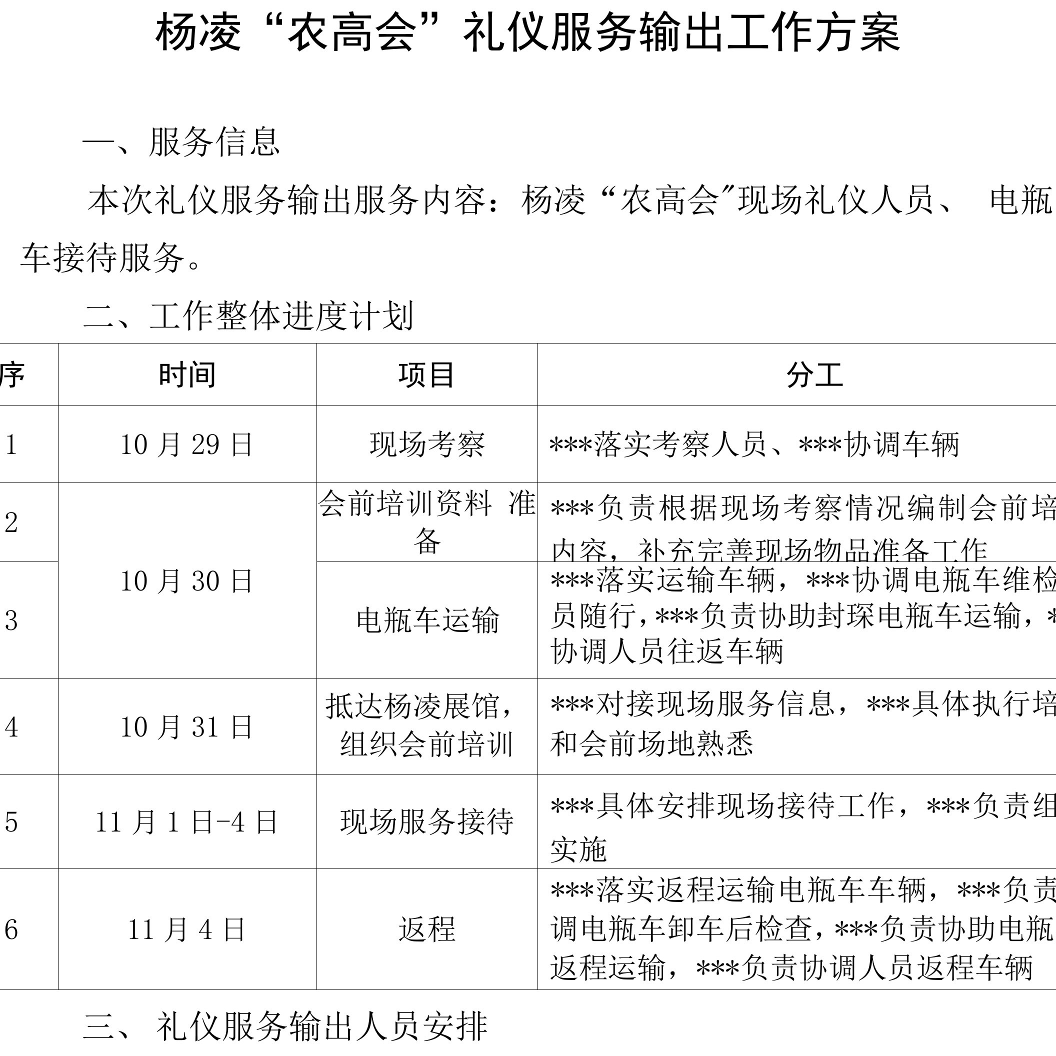 杨凌“农高会”礼仪服务输出工作方案.doc