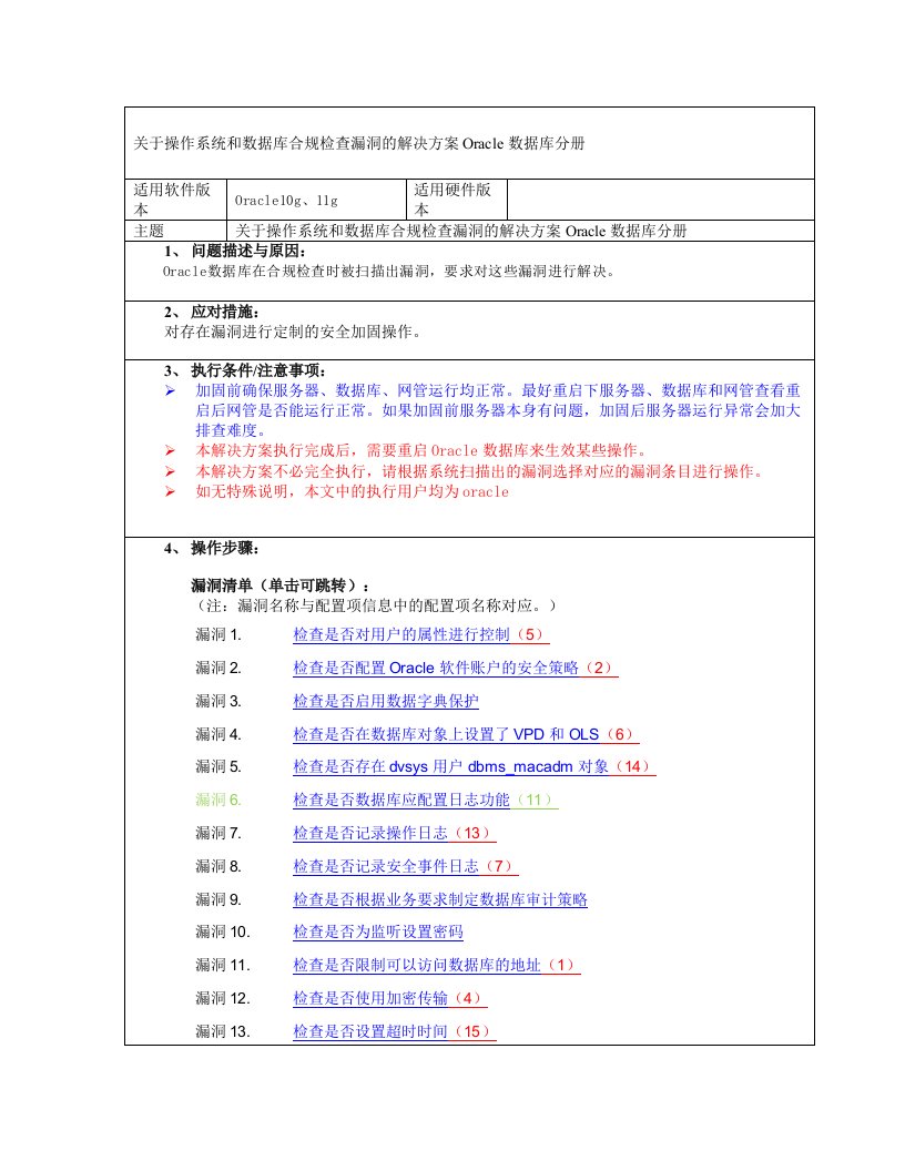 Oracle漏洞扫描安全加固