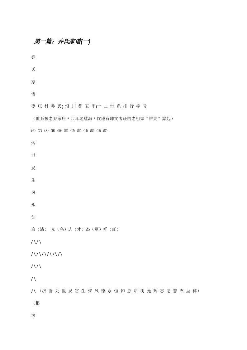 乔氏家谱(一)（共5篇）[修改版]