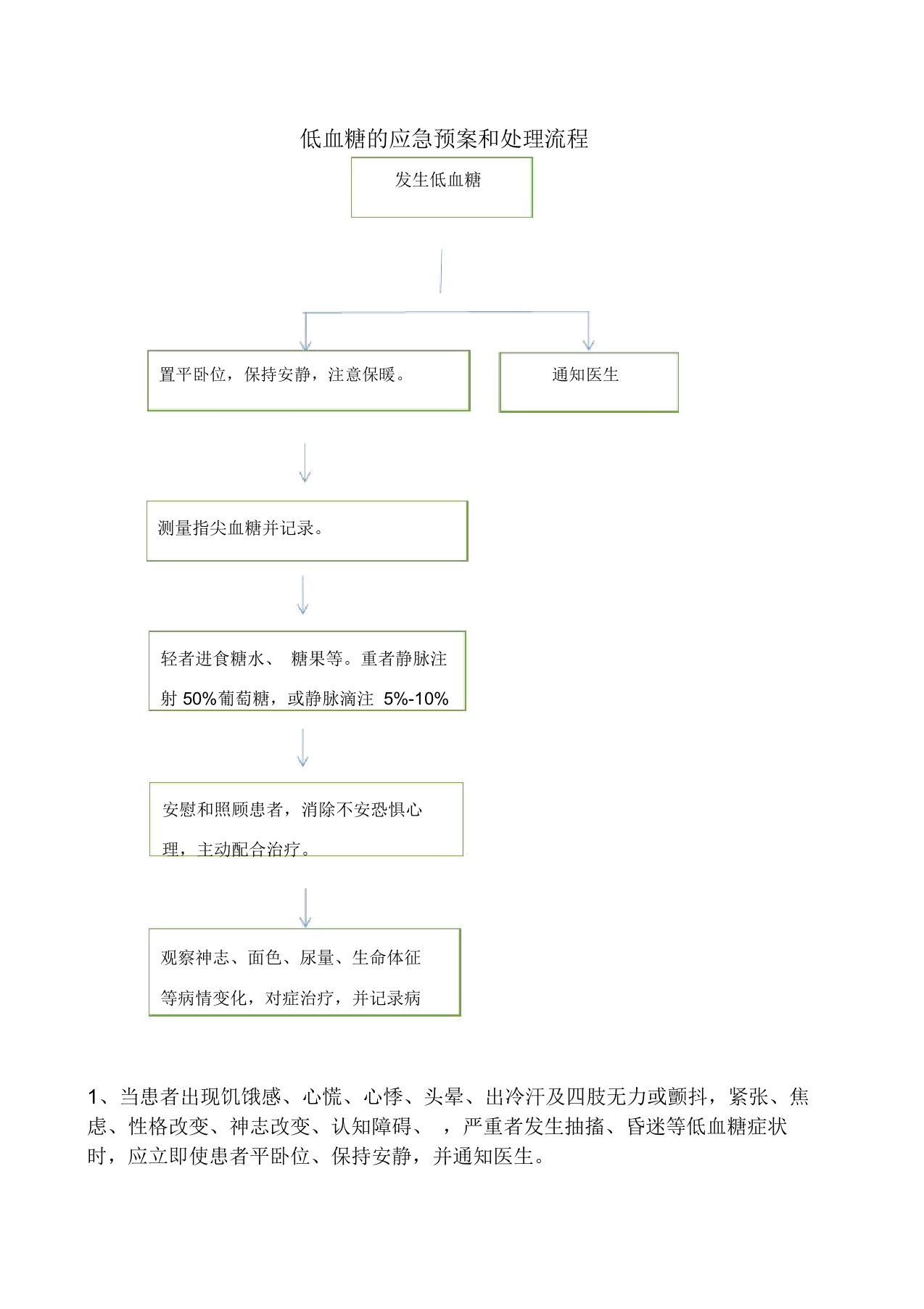 低血糖应急预案总结