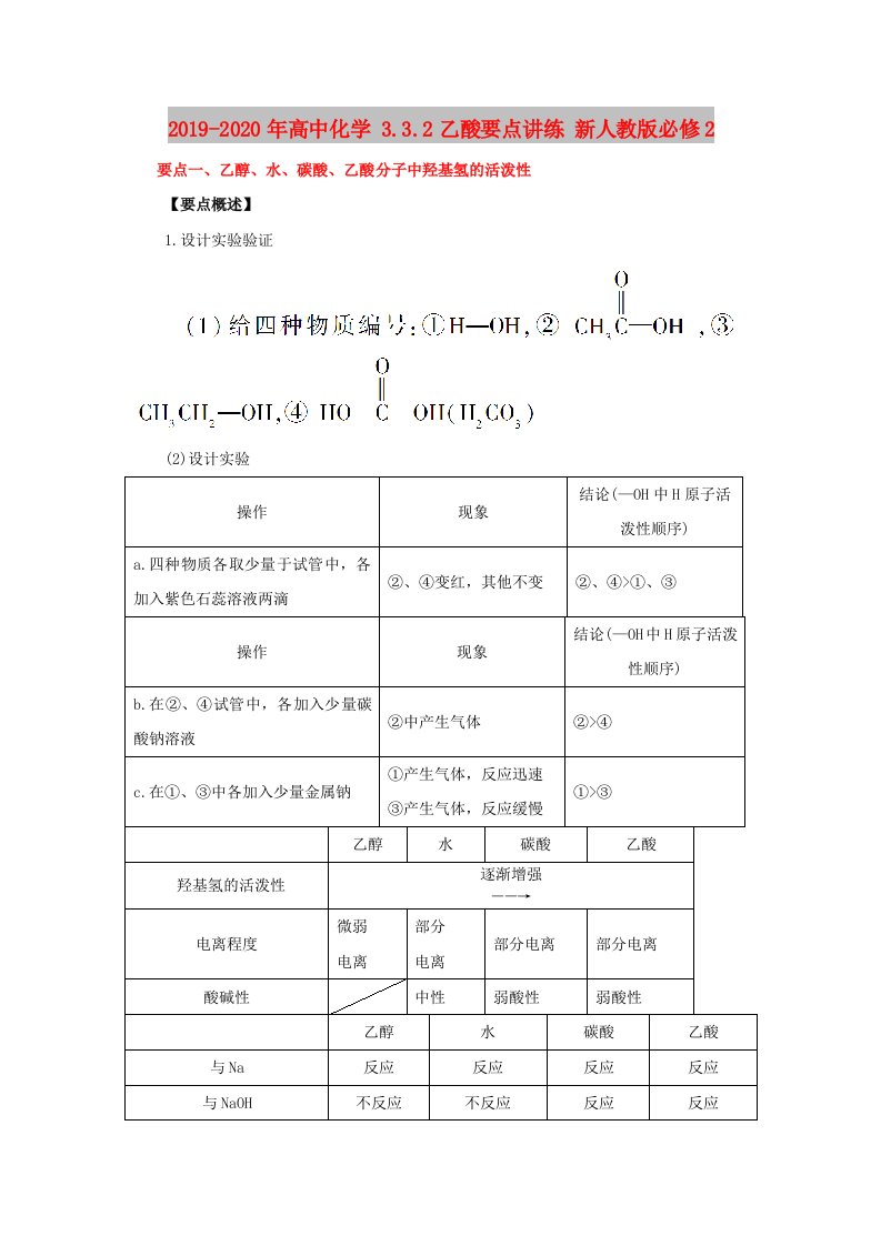 2019-2020年高中化学