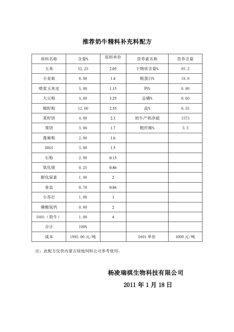 奶牛精料补充料