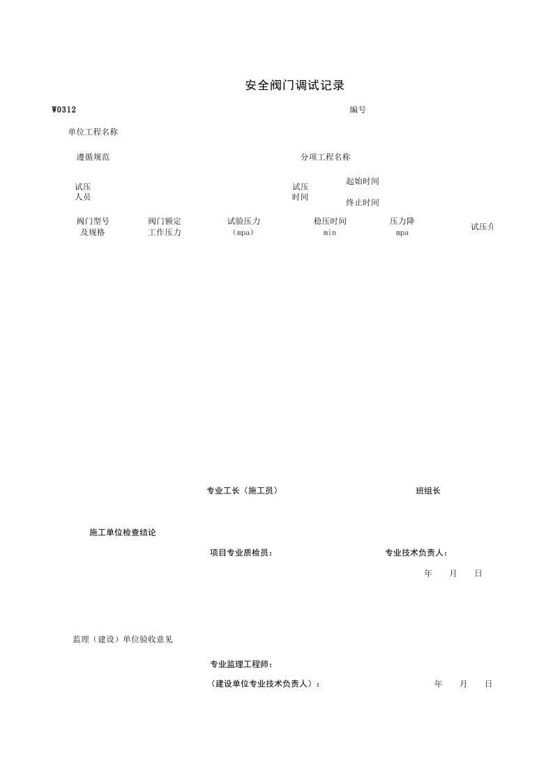 建筑工程-W0312_安全阀门调试记录