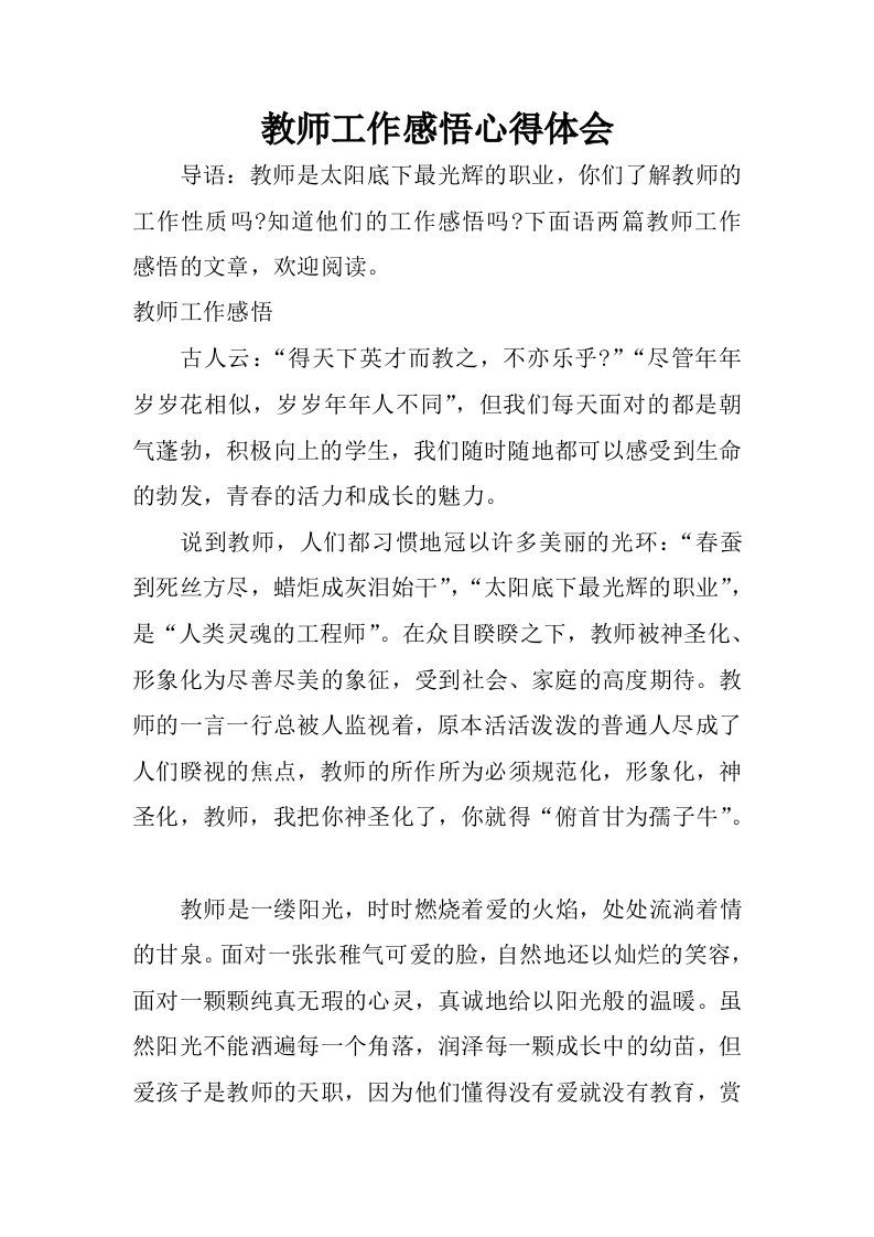 教师工作感悟心得体会.docx