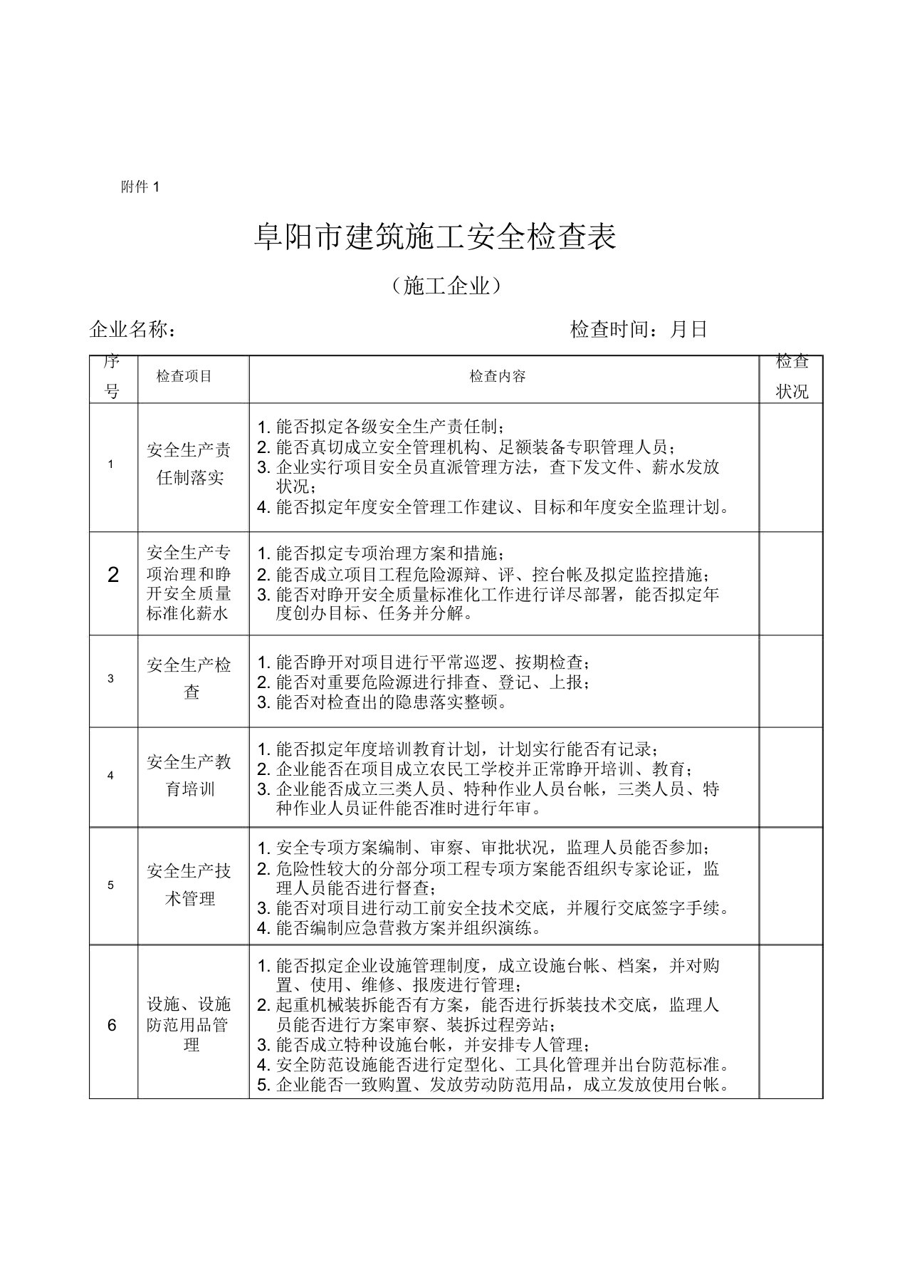 建筑工地安全检查表doc