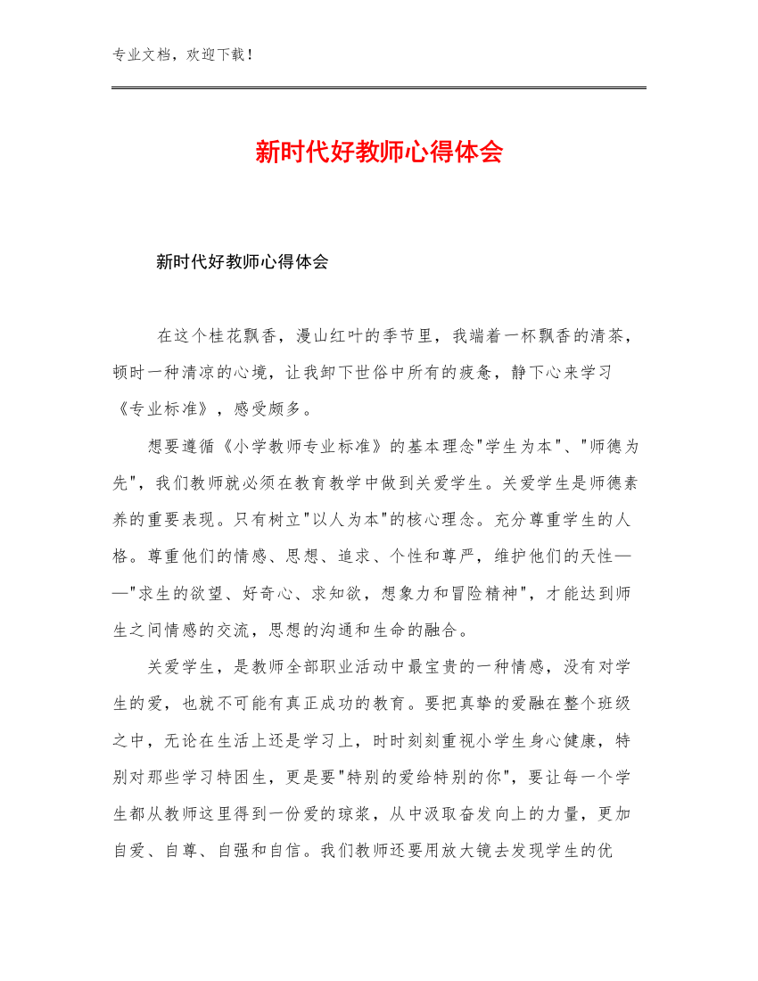 新时代好教师心得体会优选范文7篇文档汇编