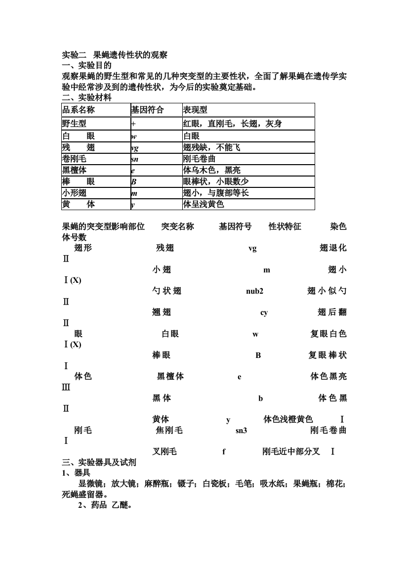 动物遗传学实验考试