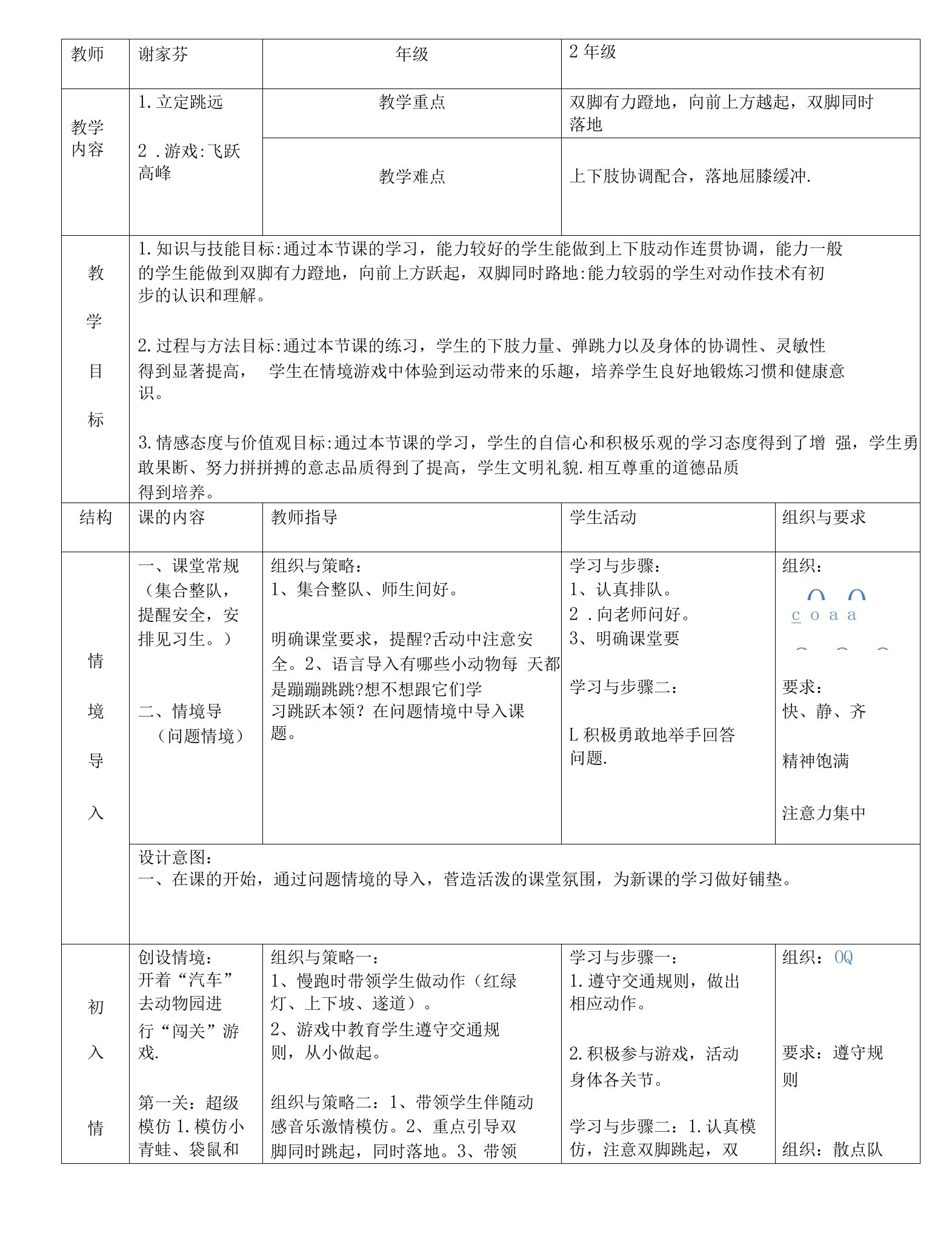 小学体育人教五～六年级第三章田径同辉谢家芬教案