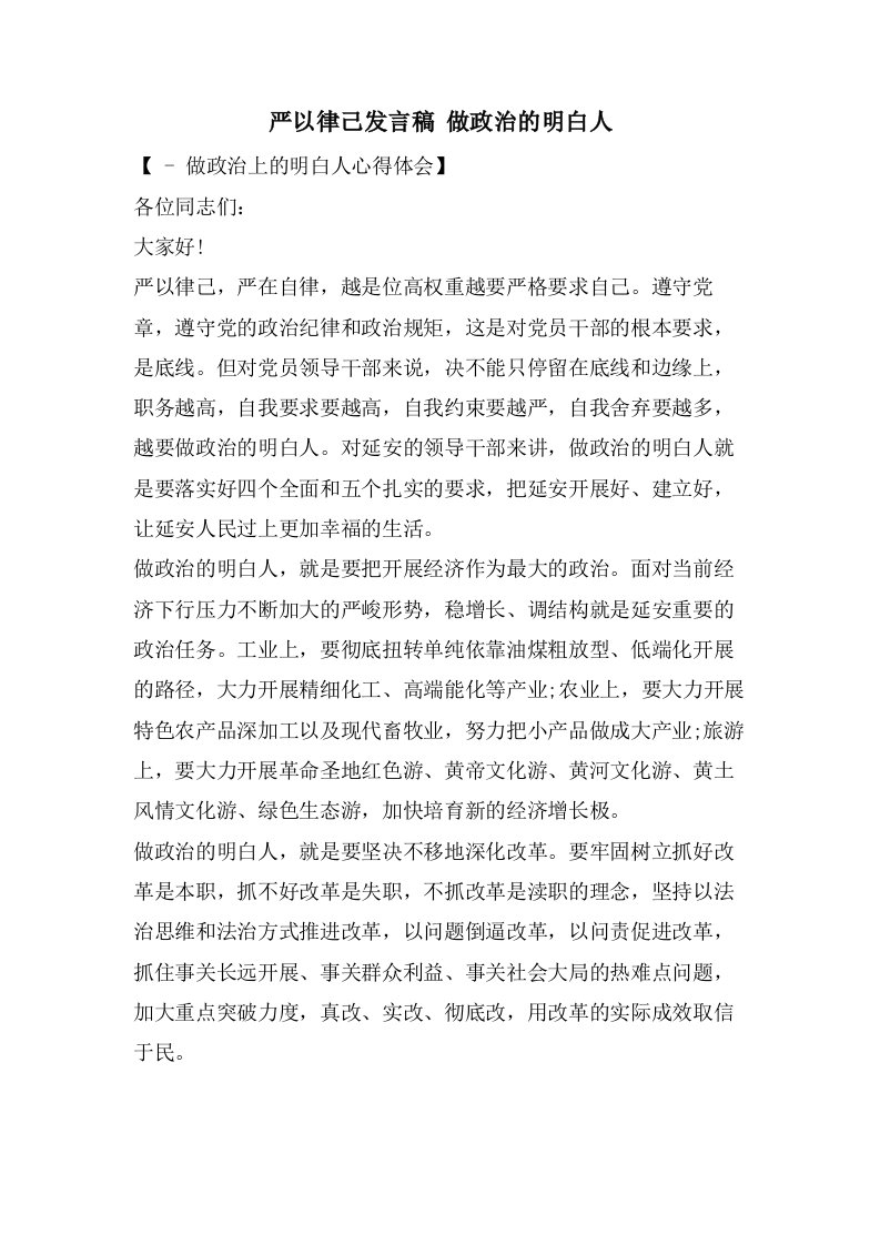 严以律己发言稿