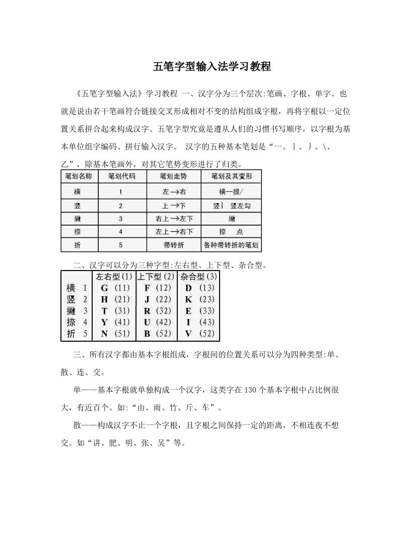 五笔字型输入法学习教程