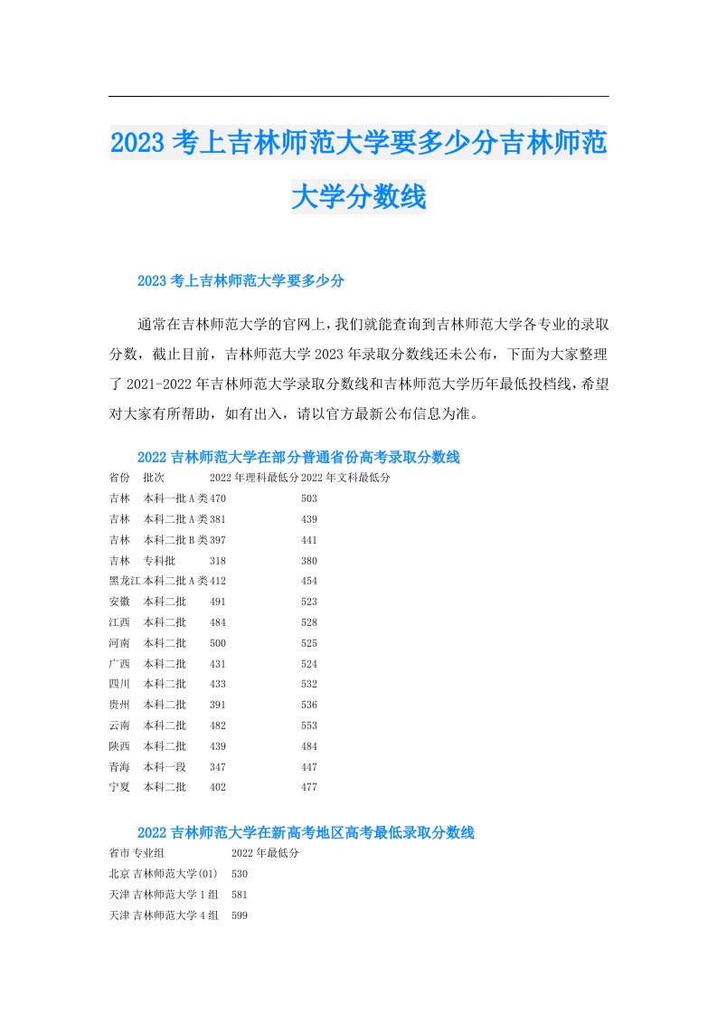 考上吉林师范大学要多少分吉林师范大学分数线