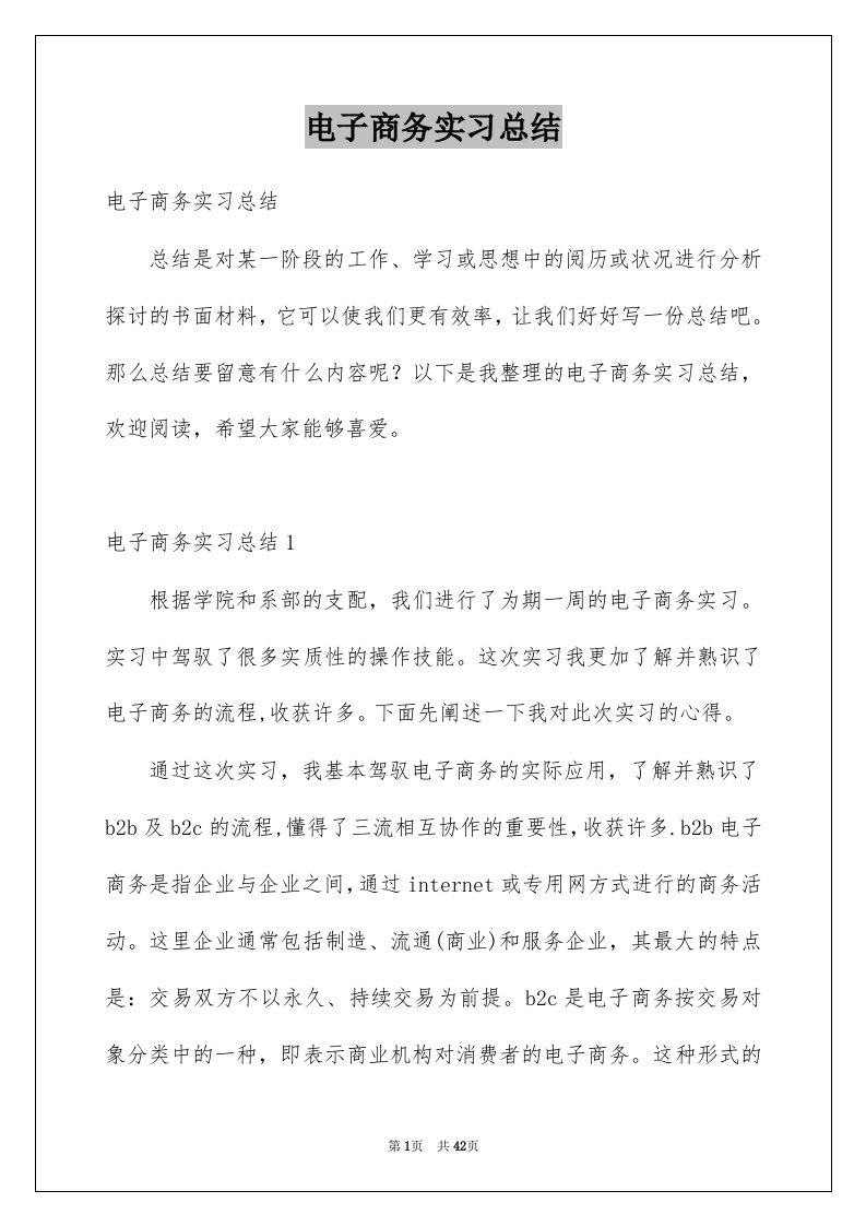 电子商务实习总结例文4