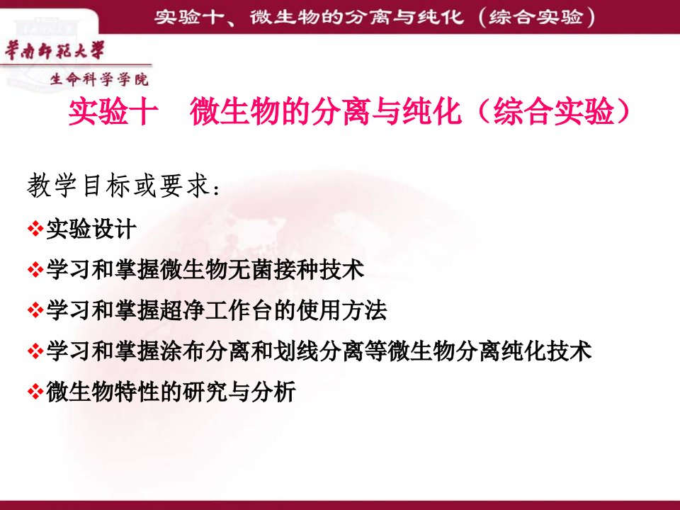 实验十微生物的分离与纯化综合实验