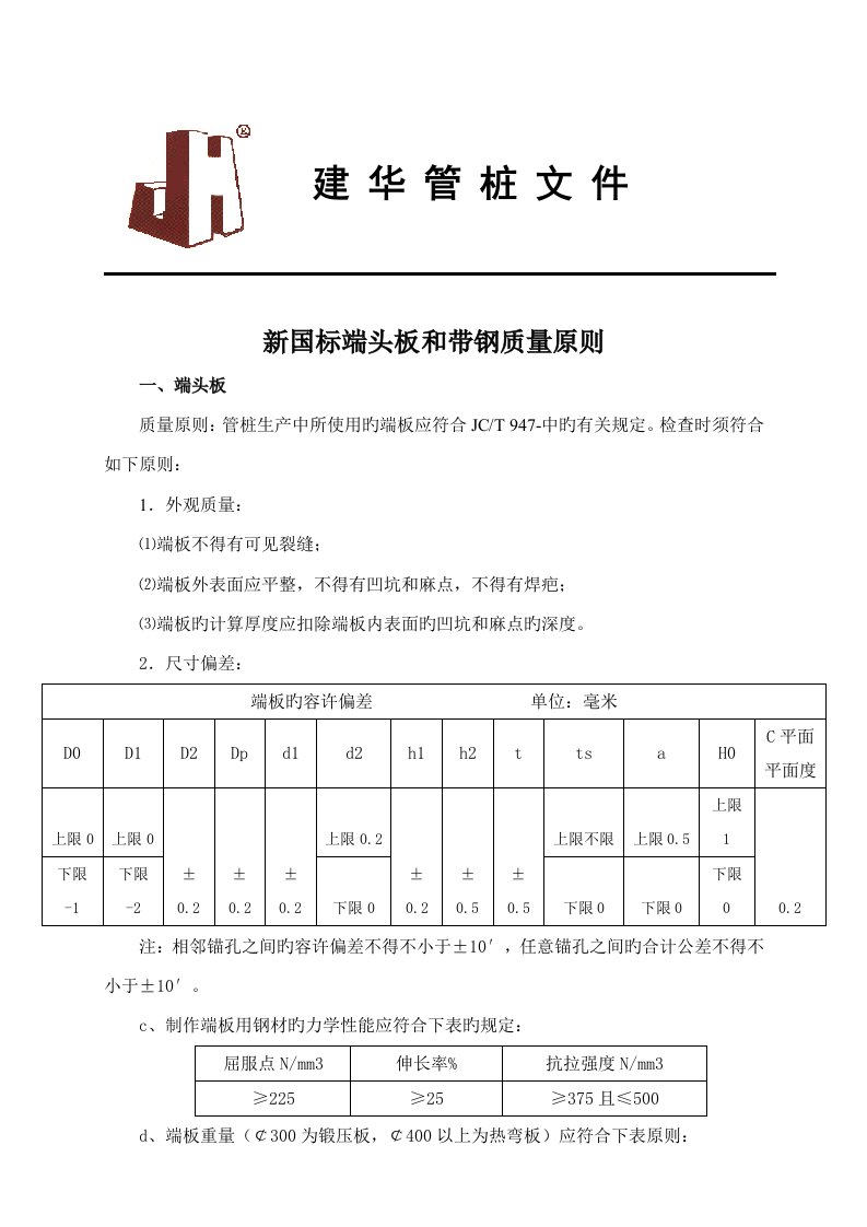 新国标端头板和带钢质量重点标准