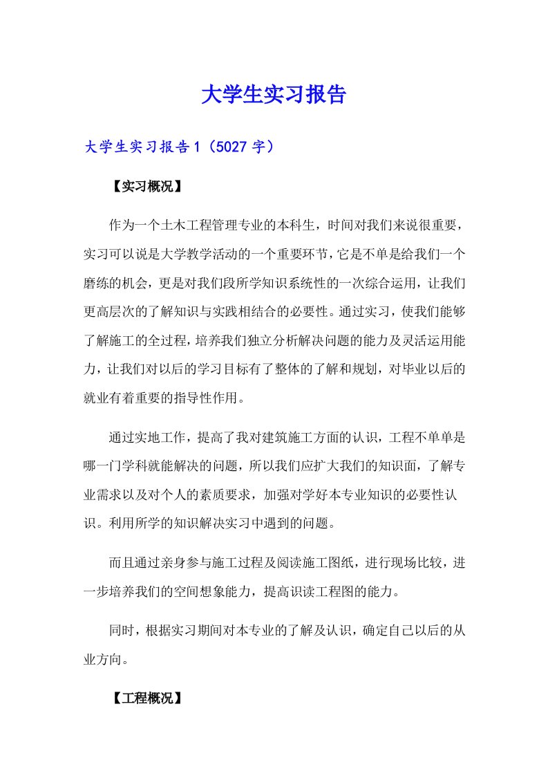 （精编）大学生实习报告6