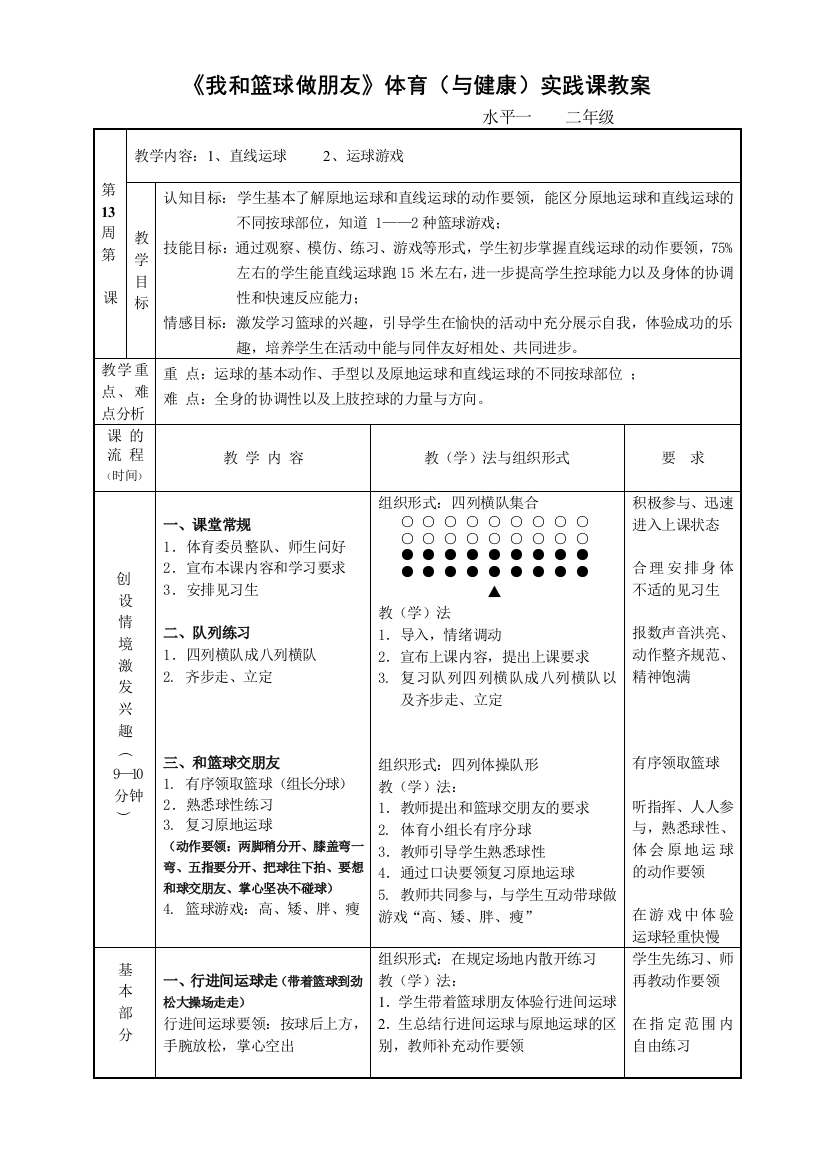 小学二年级篮球教案