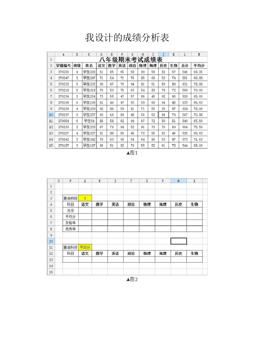 （中小学资料）我设计的成绩分析表